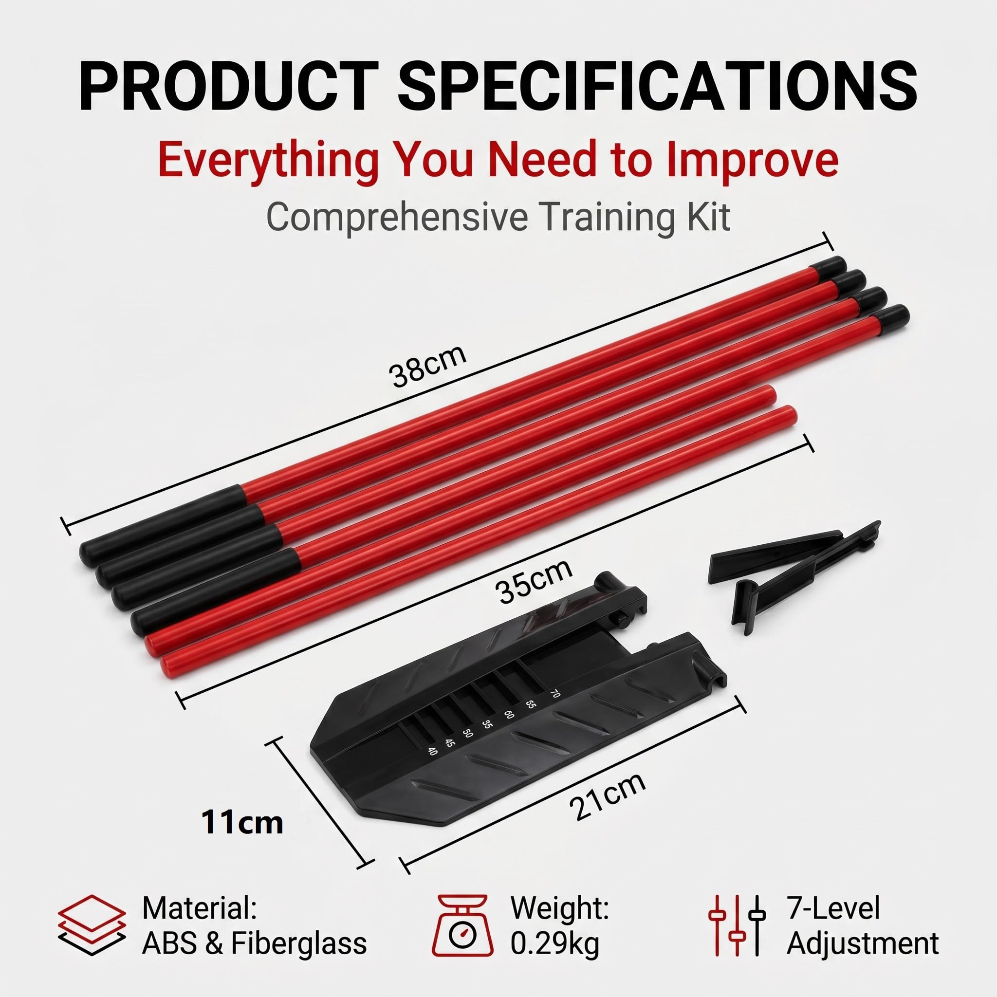 Golf Trainingshilfen Alignment Sticks Set, Verstellbarer Golf Schwungtrainer mit ABS Winkelplatte Glasfaserstäben, Profi Golfzubehör zur Haltungskorrektur für Zuhause Range, Golfzubehör Set