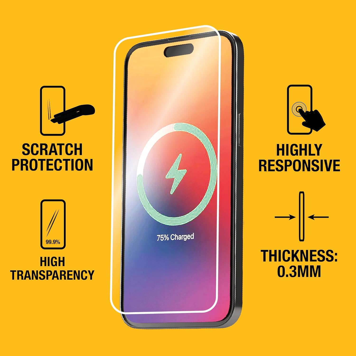 DEWALT Glass Screen Protector for iPhone — Apple Compatible — Easy Install — Applicator Included — 2-Pack (iPhone 16 Pro Max)