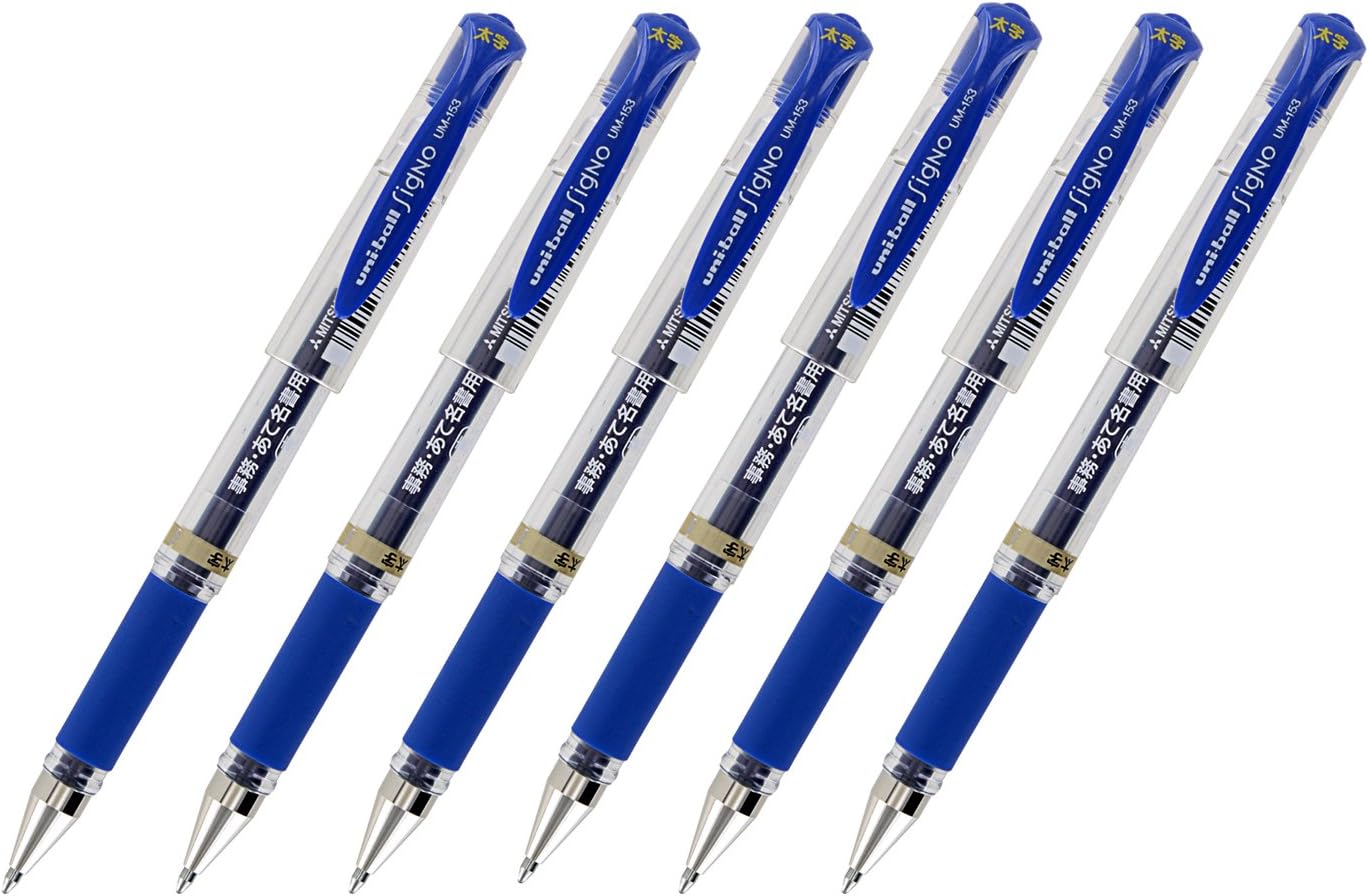 Bolígrafo Uni-Ball Signo UM-153 Gel 1.0mm Azul Pack 6