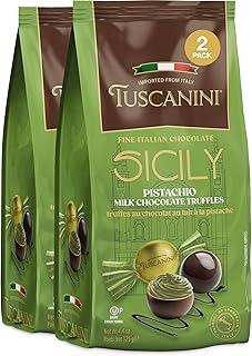 Tuscanini Italian Pistachio Milk Chocolate Truffles, Sicily, 4.4oz (2 Pack) | Gourmet Italian | Premium Gift | Perfect for Holidays & Celebrations
