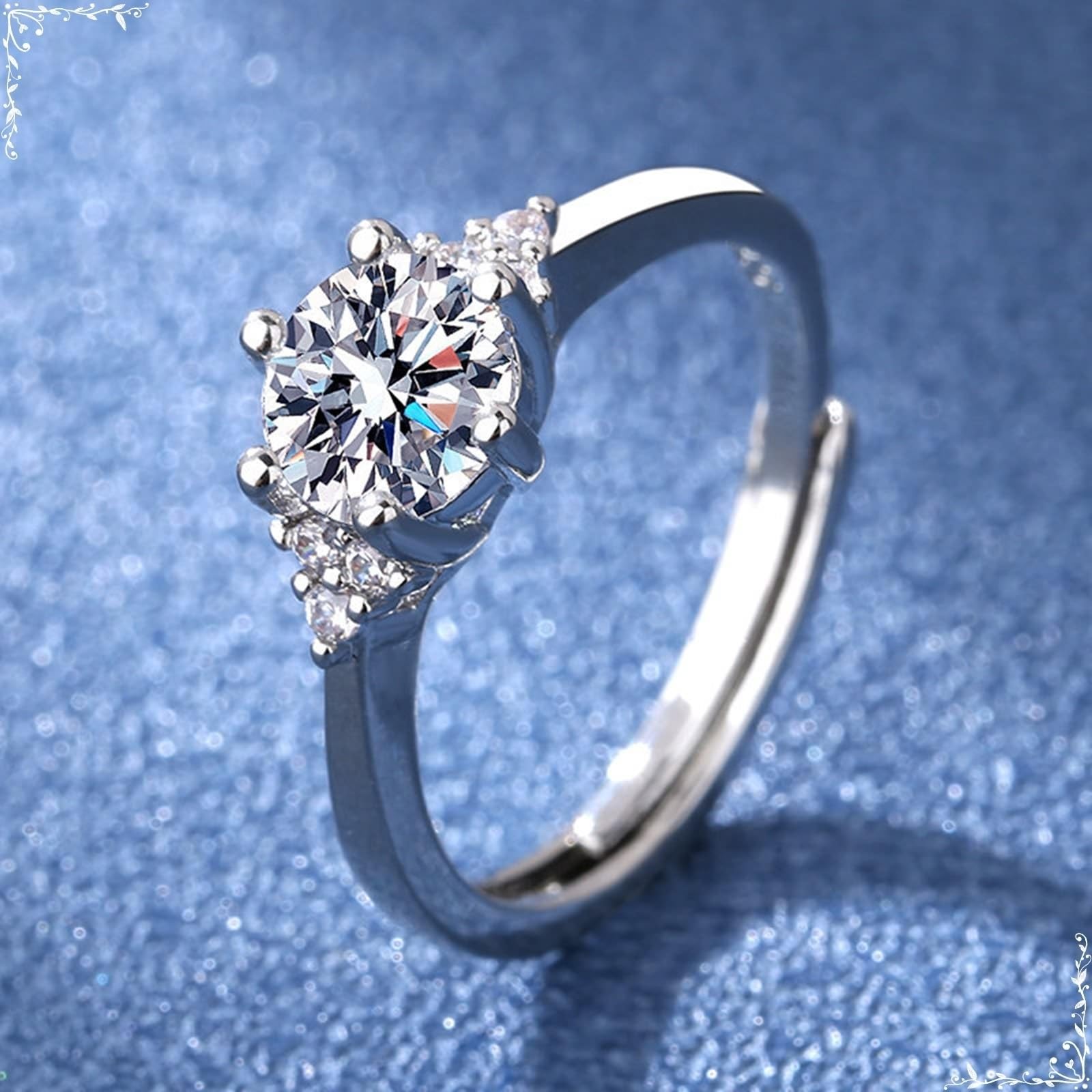 Obrączki zaręczynowe Moissanite gładkie białe złoto obrączki ślubne dla kobiet 18K z błyszczącą cyrkonią sześcienną rozmiar H 1/2 moda dla pań biżuteria na Święto Dziękczynienia