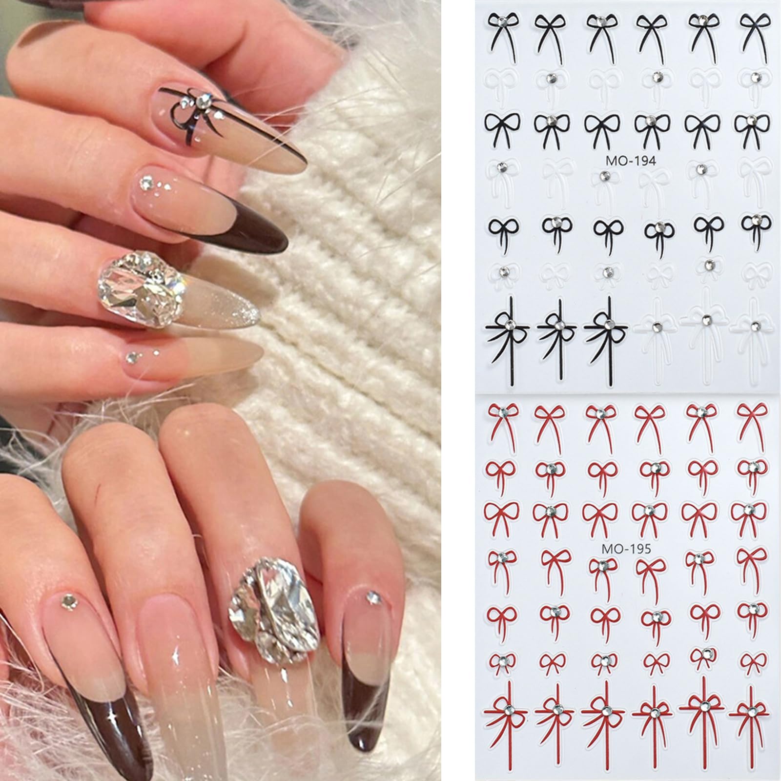 Adhesive Decoration Stickers with Exquisite Bow Accents Nails Art Decals for Women