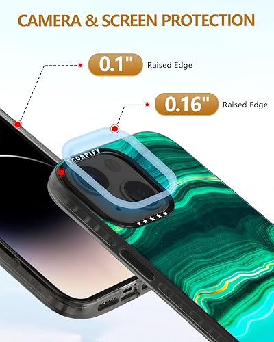 Miniatura 5 de SCORPIFY Funda para iPhone 14 Plus compatible con MagSafe con diseño de mármol de malaquita verde, bonita funda magnética para teléfono para mujeres