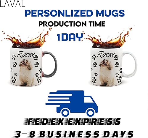 Miniatura 5 de Juego de tazas personalizadas con imagen y nombre tazas personalizadas de porcelana a juego para compromiso de boda, San Valentín, tazas únicas de