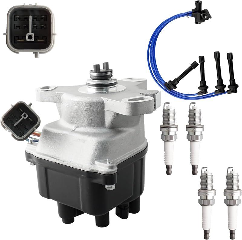 Distribuidor de ignição MOAUTO com tampa, rotor, velas de irídio e cabos para Honda Civic e Acura EL – Kit