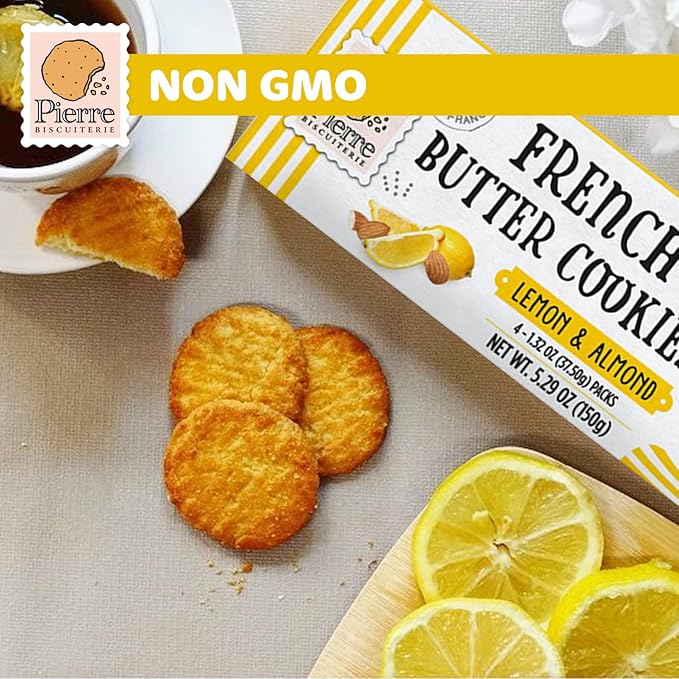 Pierre Biscuiterie Galletas de Mantequilla con Limón y Almendra 5.29 oz Pack de 3 miniatura 5