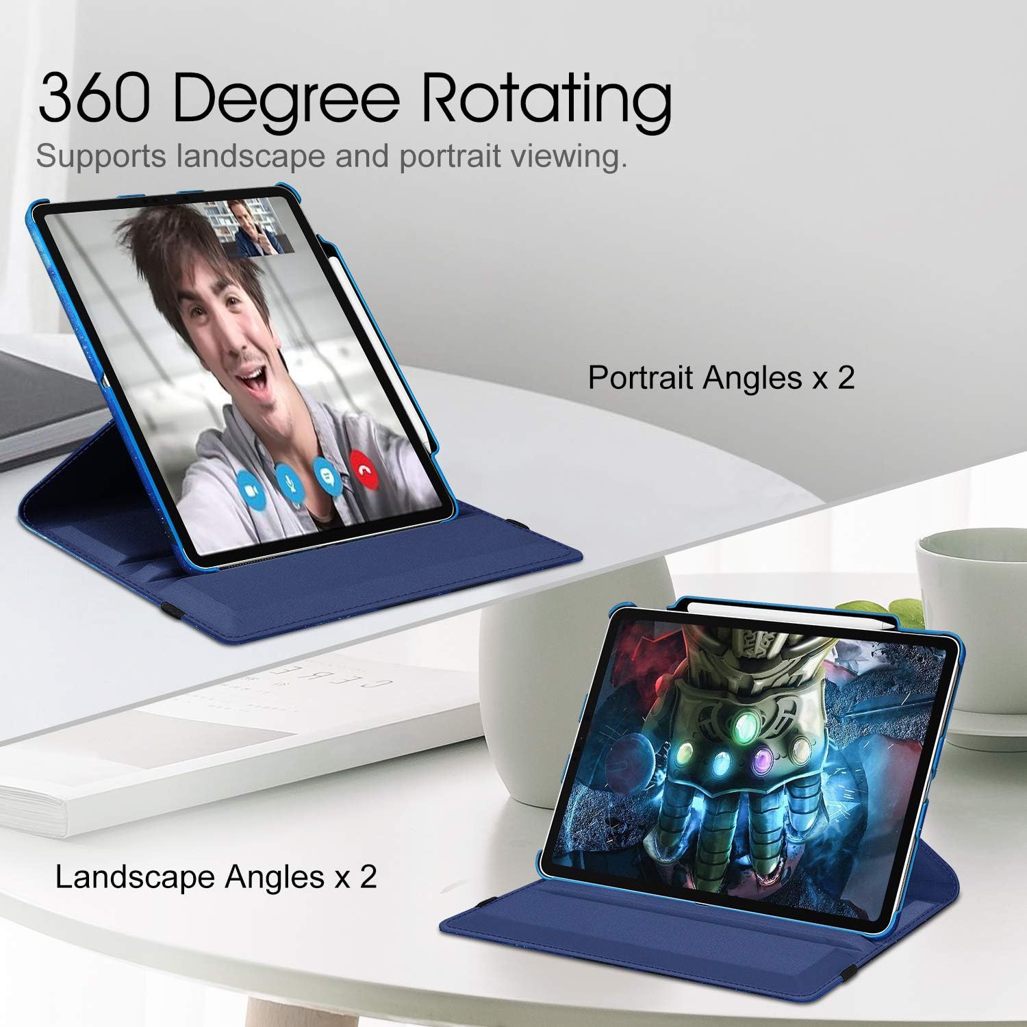 Fintie Rotating Case for iPad Pro 12.9 4th Generation 2020 & 3rd Gen 2018-360 Degree Rotating Smart Stand Cover w/Pencil Holder, Auto Sleep/Wake, Supports 2nd Gen Pencil Charging, Starry Sky