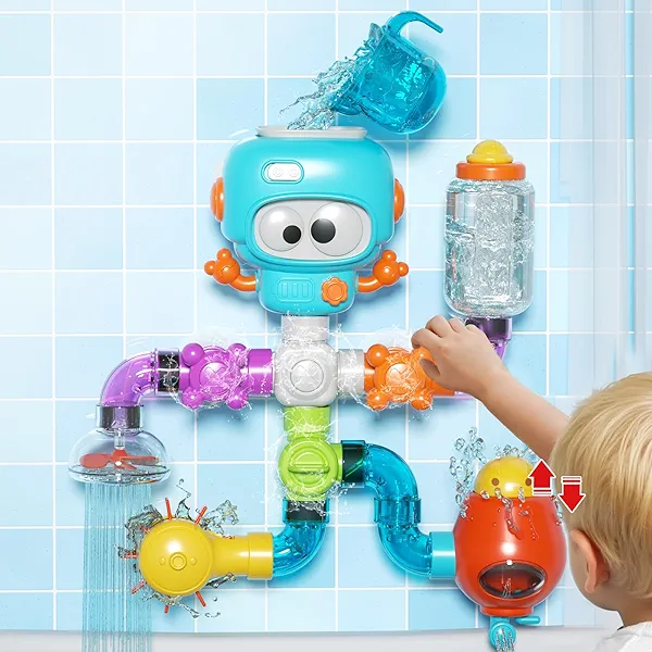DOLIVE Bath Toys for Kids Ages 4-8, DIY Assembly Water Pipe Building Kit, Interactive Water Toy for Toddlers 3-5, Educational STEM Learning Gift for Boys and Girls