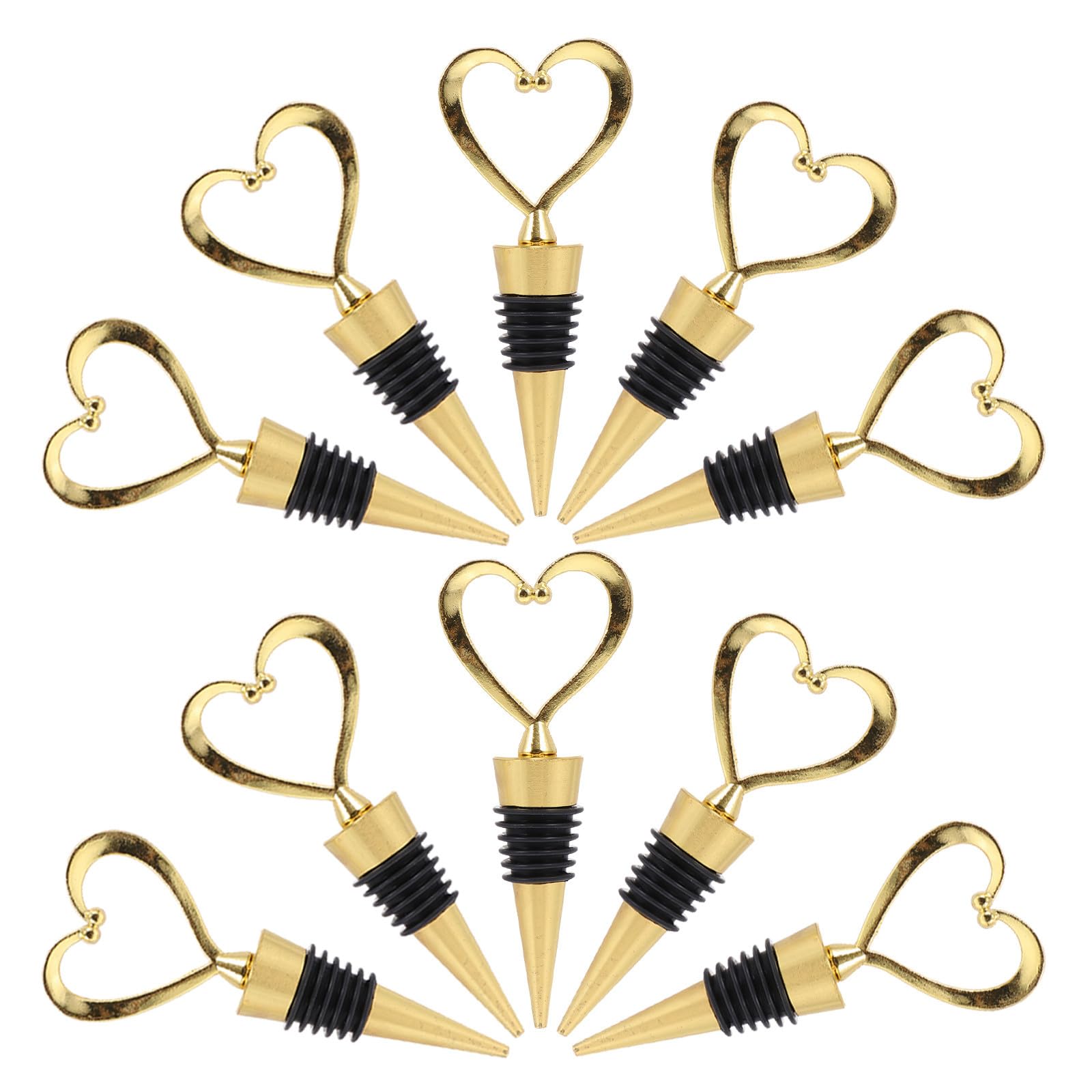 TOYANDONA Tapones de Vino de Aleación Forma de Corazón Dorados 12 Unidades Tapón Hermético para Mantener Frescura Accesorios para Botellas de Vino Conservación y Cócteles