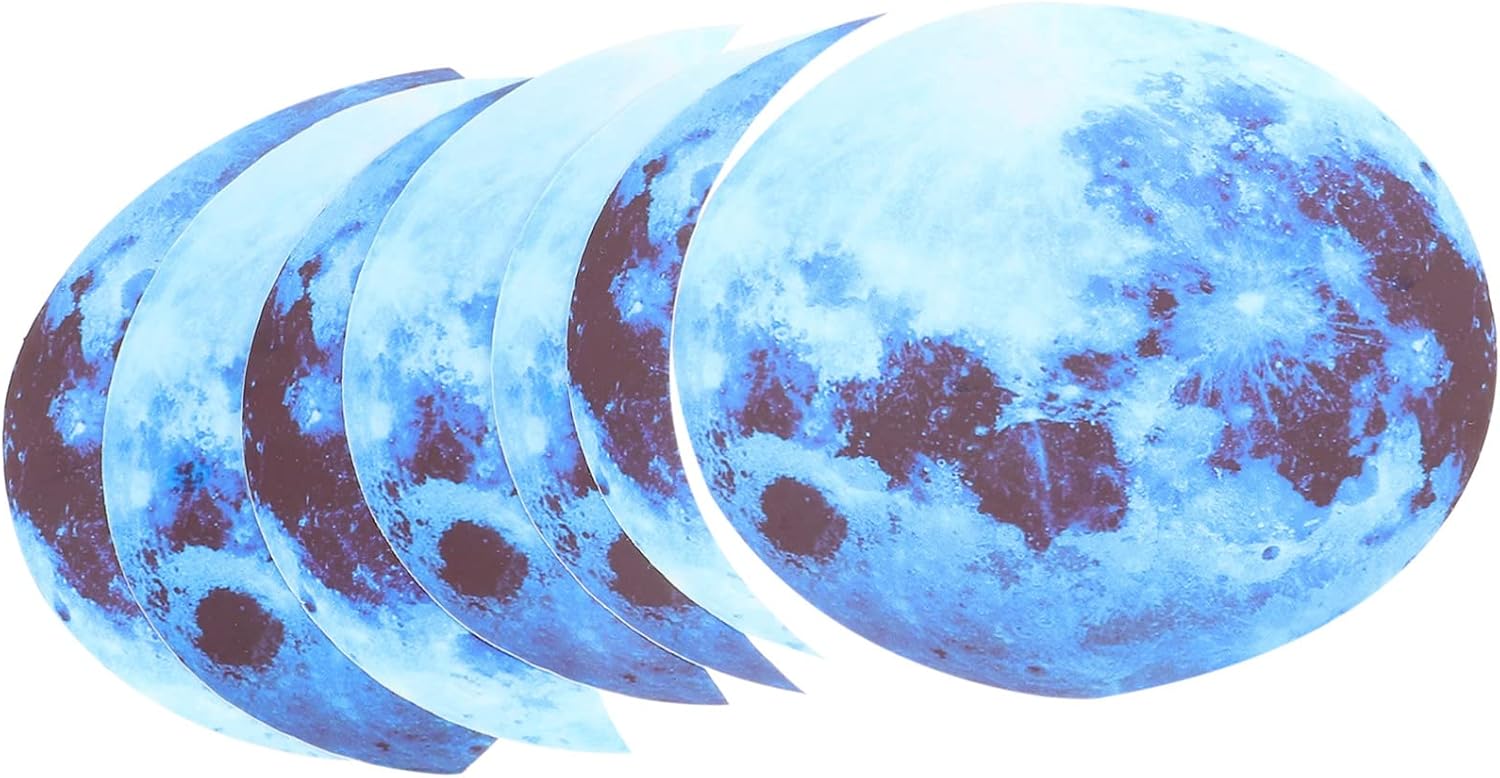 7 Sheets Crescent Moon Luminous Wall Stickers Glow in the Dark Stickers