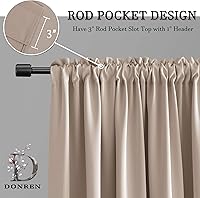 Vista 2 de DONREN 2 paneles de cortinas opacas para ventanas pequeñas, cortinas de gabinete para cocina con bolsillo para barra