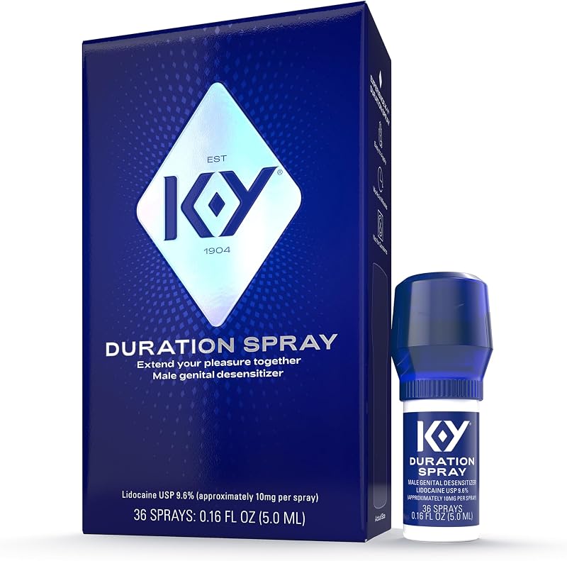 K-Y Duration Delay Spray, Numbing Lidocaine Climax Spray for Men, .16 FL OZ