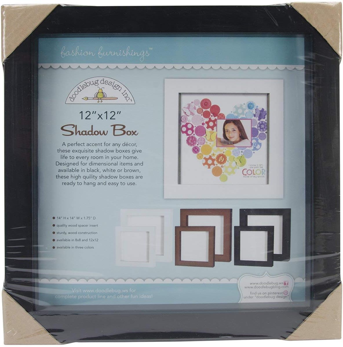 Doodlebug Fashion Furnishings Shadow Box, 12 by 12-Inch, Black