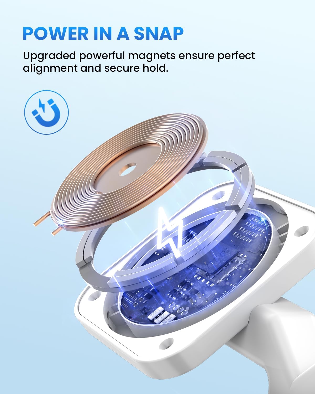 JoyGeek 3-in-1 Magnetic Wireless Charging Station for iPhone 16/15/14/13/12 Series & Apple Watch Ultra 2/SE; 360° Adjustable Phone Stand with 18W Adapter, Compatible with AirPods Pro/3/2 - Image 4