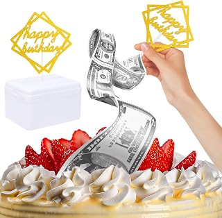 GZDUCK Birthday Money Box Cake, Money Cake Pull Out Kit for Birthday Graduation Party Cake Decoration Includes 1 Money Box 1 Plastic Roll 20 Transparent Bags Connected Pocket