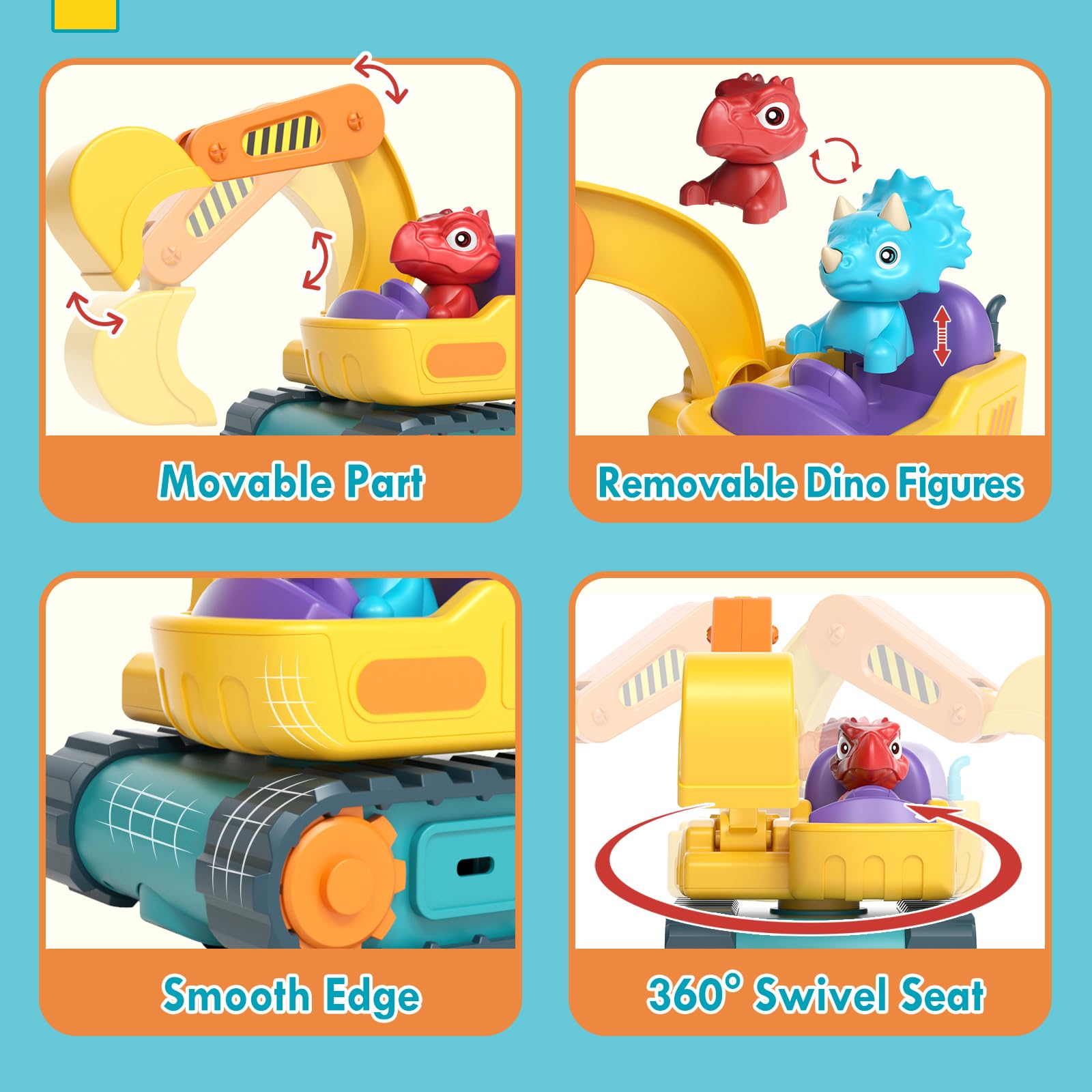 Auto a control remoto para niños pequeños, juguetes de excavadora RC para niños de 3 a 5 años, juguetes de construcción recargables para niños de 1, 2, 3 años 5
