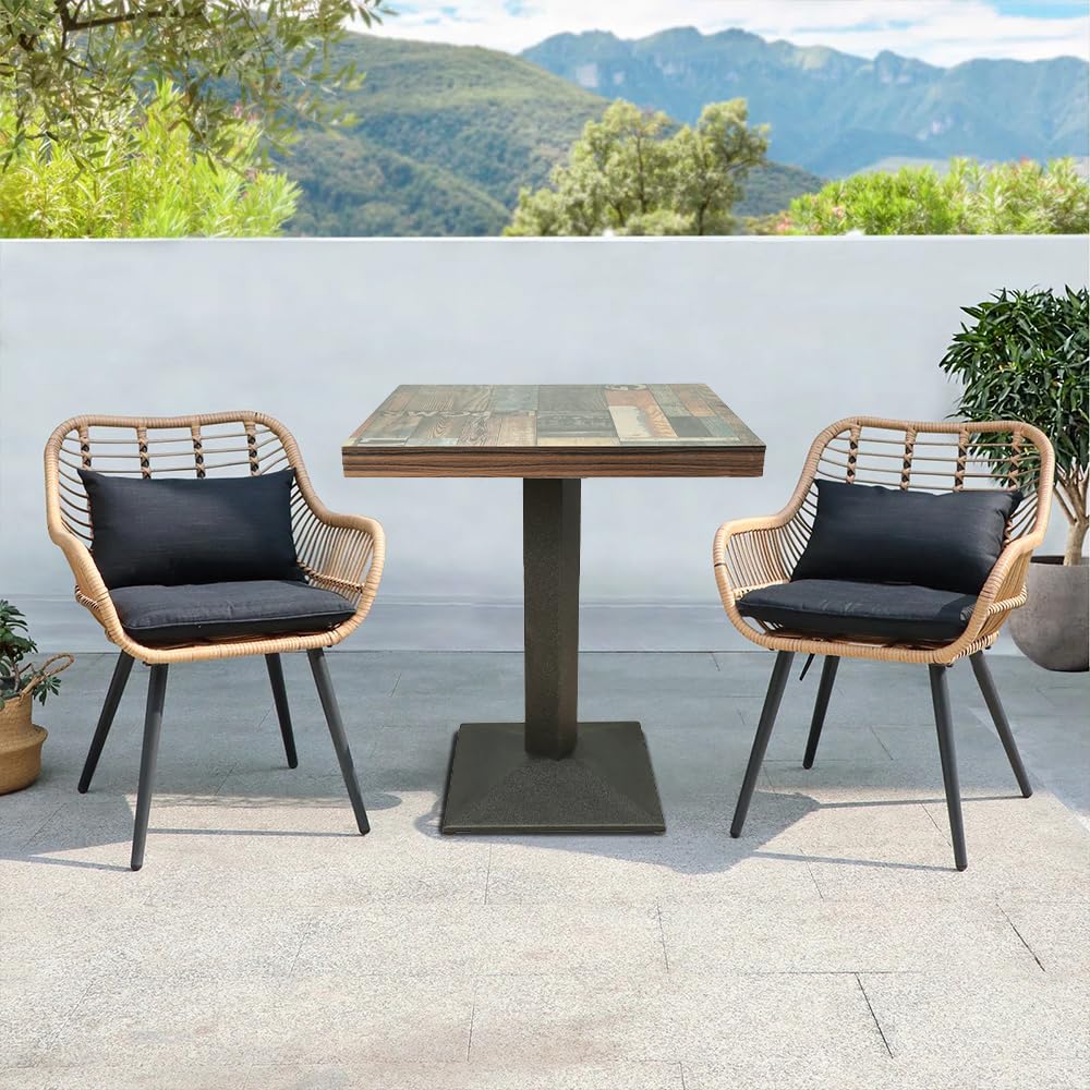 OHMG Table de Bar Carré,Table Haute Mange Debout avec Base en Acier,Tables Basse,Bistro,Tables à Manger,Hauteur 75cm,Meuble Exterieur pour Mariage Anniversaire Jardin (C)