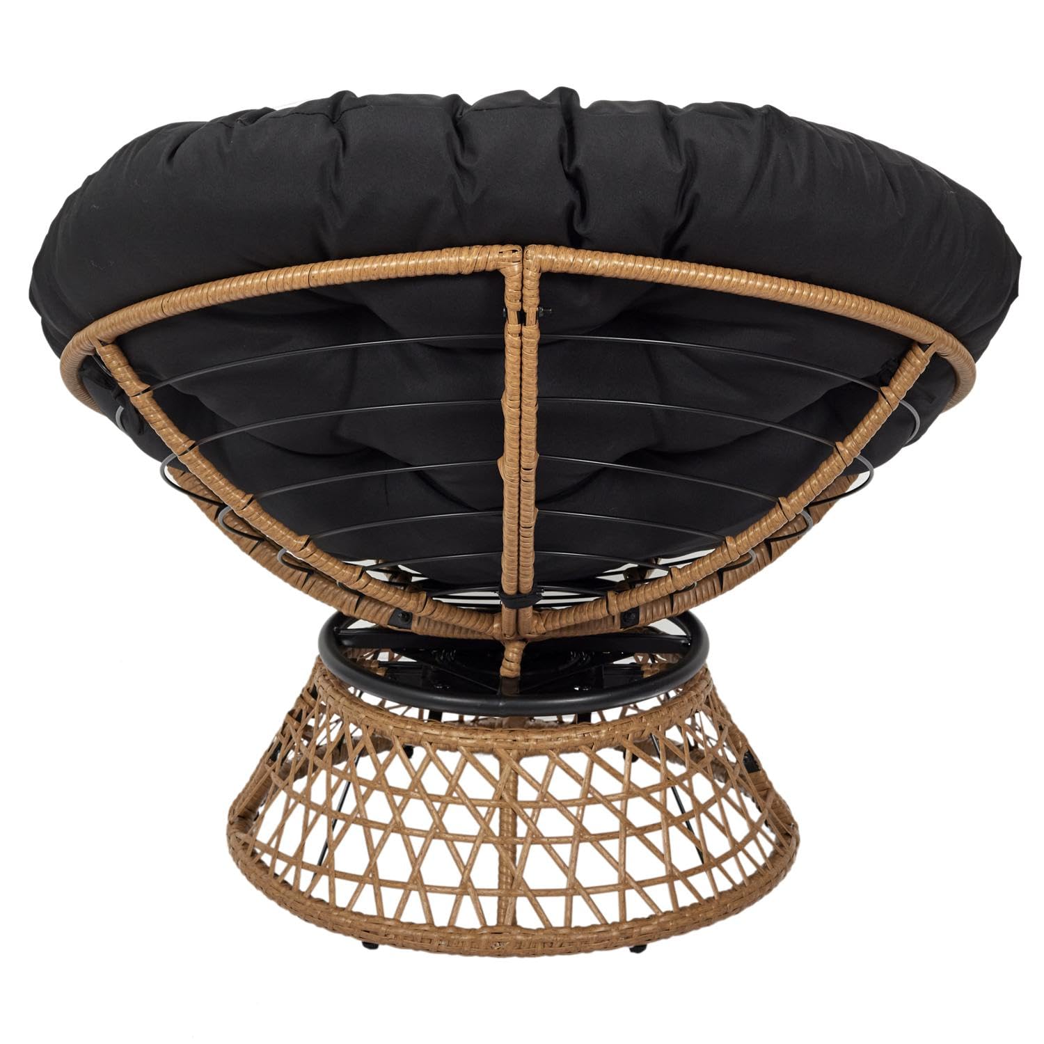 HOME DECO FACTORY, Poltrona girevole per esterni, sedia Relax rotonda, 1 posto girevole a 360°, cuscino spesso grande comfort incluso, mobili da giardino per amenagement balcone, terrazza salotto da