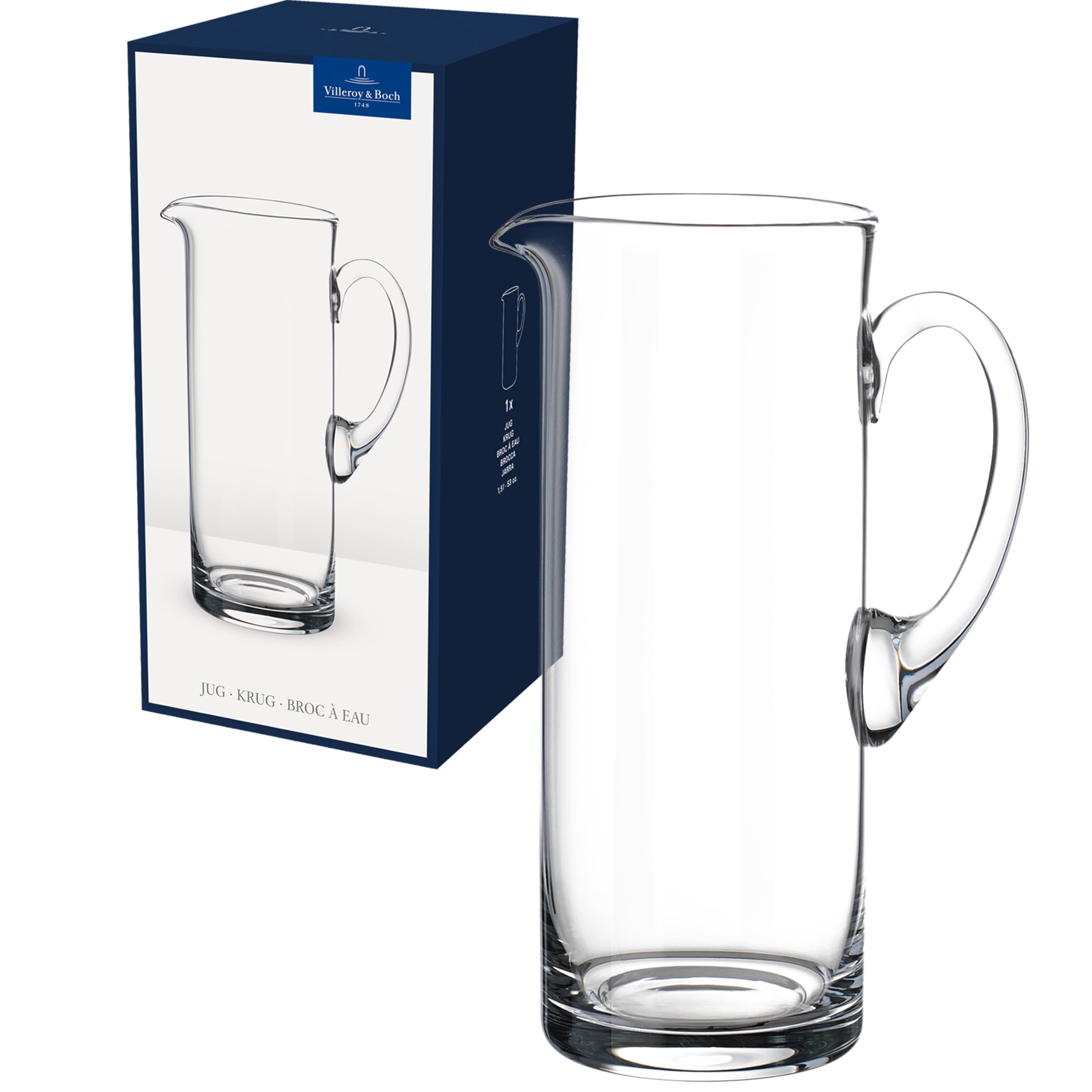 Villeroy & Boch - Entree Glaskrug Klar, Spülmaschinenfest, Karaffe, Glaskaraffe, Wasserkaraffe, Krug, Nachttisch Glaskaraffe, Transparente Kanne, Kanne Transparent, Kristallglas