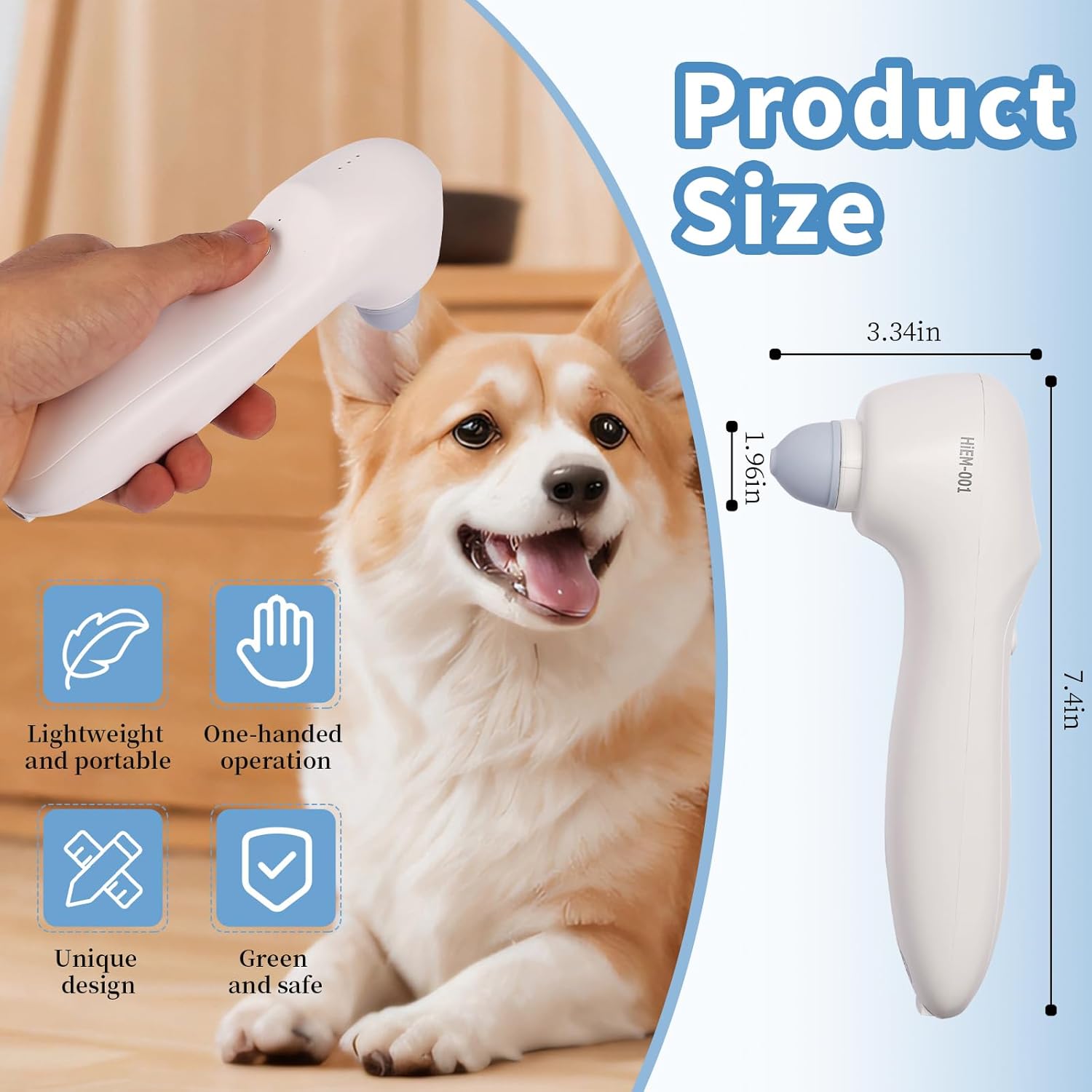 Dog Ear Cleaner Cat Ear Cleaning Tool Pet Ear Cleaner with Ozone Airflow – Gentle Ear Care Tool for Dogs & Cats, Soft Silicone Tip, Portable & Rechargeable Design for Daily Hygiene
