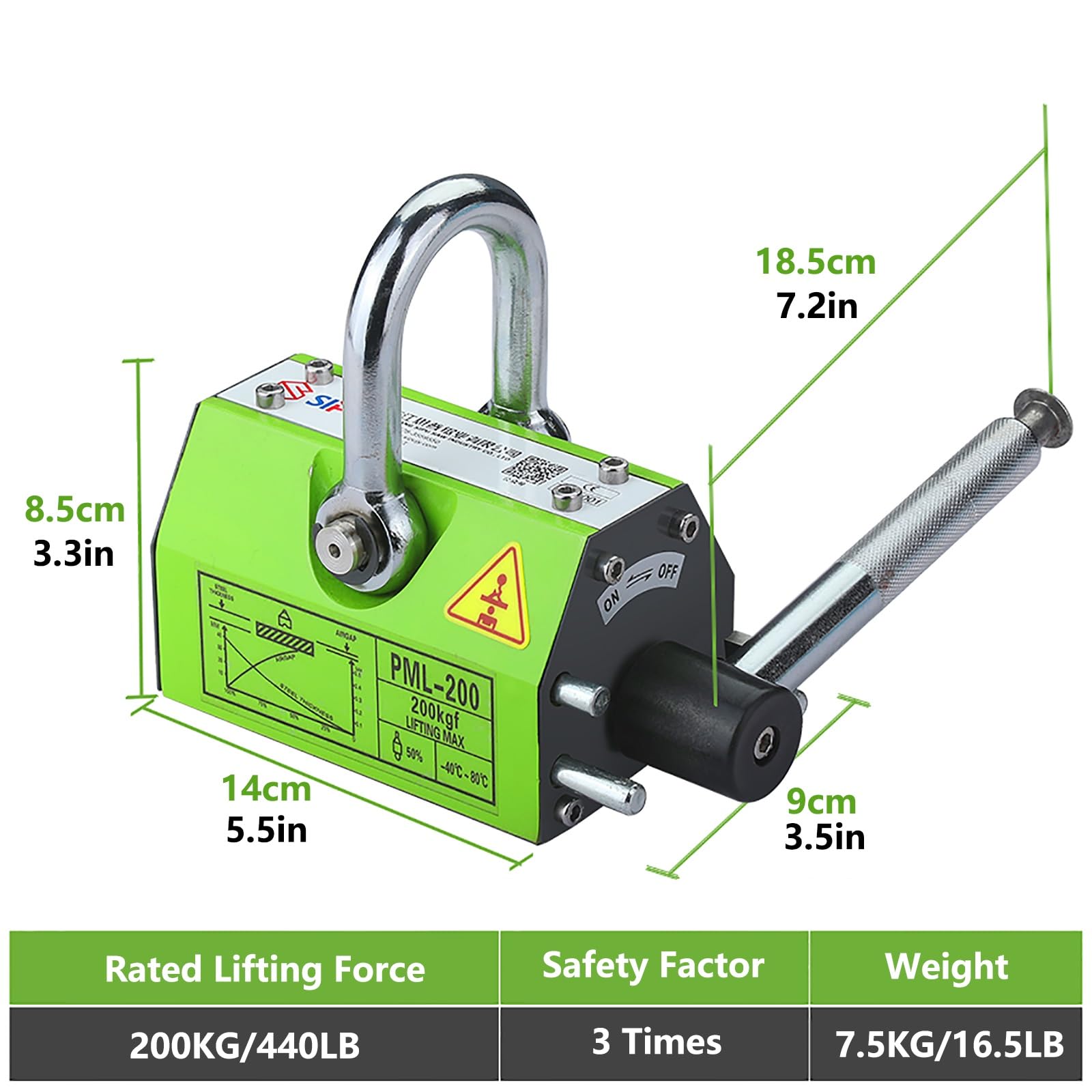Super mocny magnes neodymowy, cylindryczny i inne materiały magnetyczne, ze stalowymi magnesami uwalniającymi, do podniesienia blachy stalowej. (440lbs/200kg)