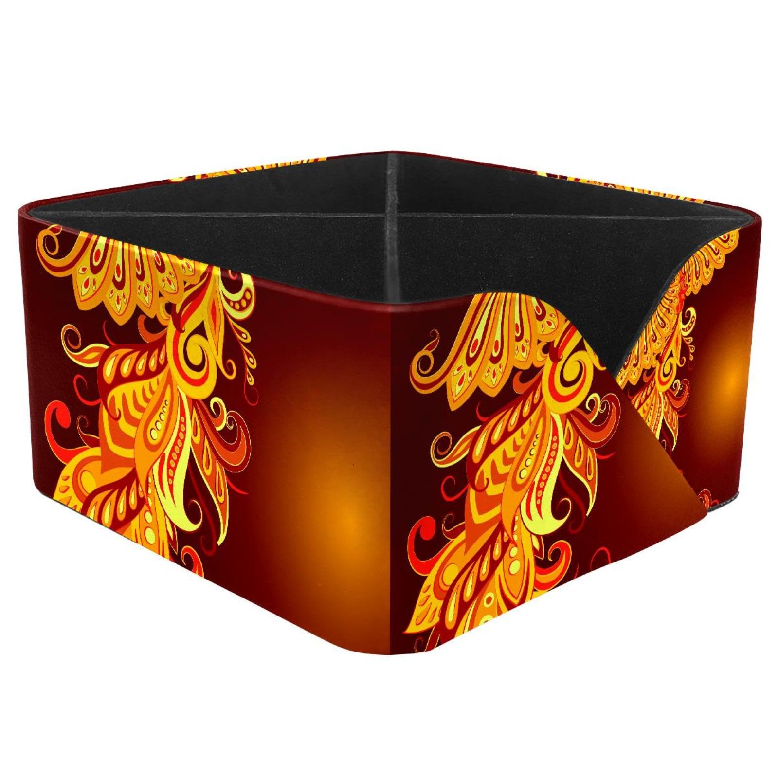 KengjuTesu Mythical Bird Phoenix Desktop Organizer Pen Holder, Rectangular Pencil Cup for Office, Study and Makeup Stations