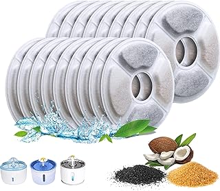 Lxiyu 16 Pack Pet Fountain Filter Cat and Dog Fountain Replacement Filters, Pet Water Fountain Activated Carbon Filter Keep Water Clean and Fresh Removes Bad Tastes and Odors (16 Pack)