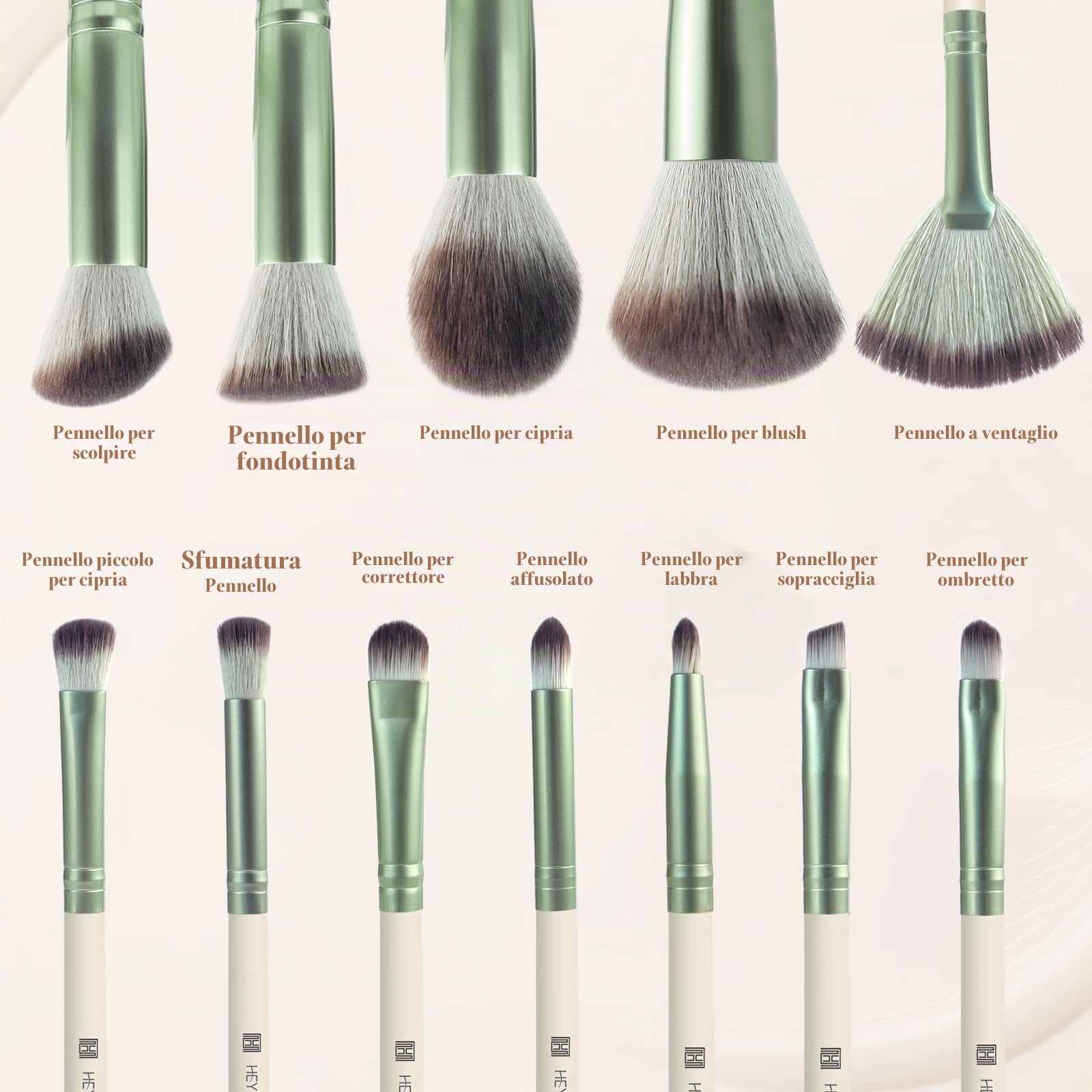 HEYMKGO Pennelli Make Up 12PCS Set di pennelli professionali per il trucco Premium sintetici per fondotinta polvere fard labbra ombretto sopracciglia kit di pennelli per il trucco con borsa da viaggio