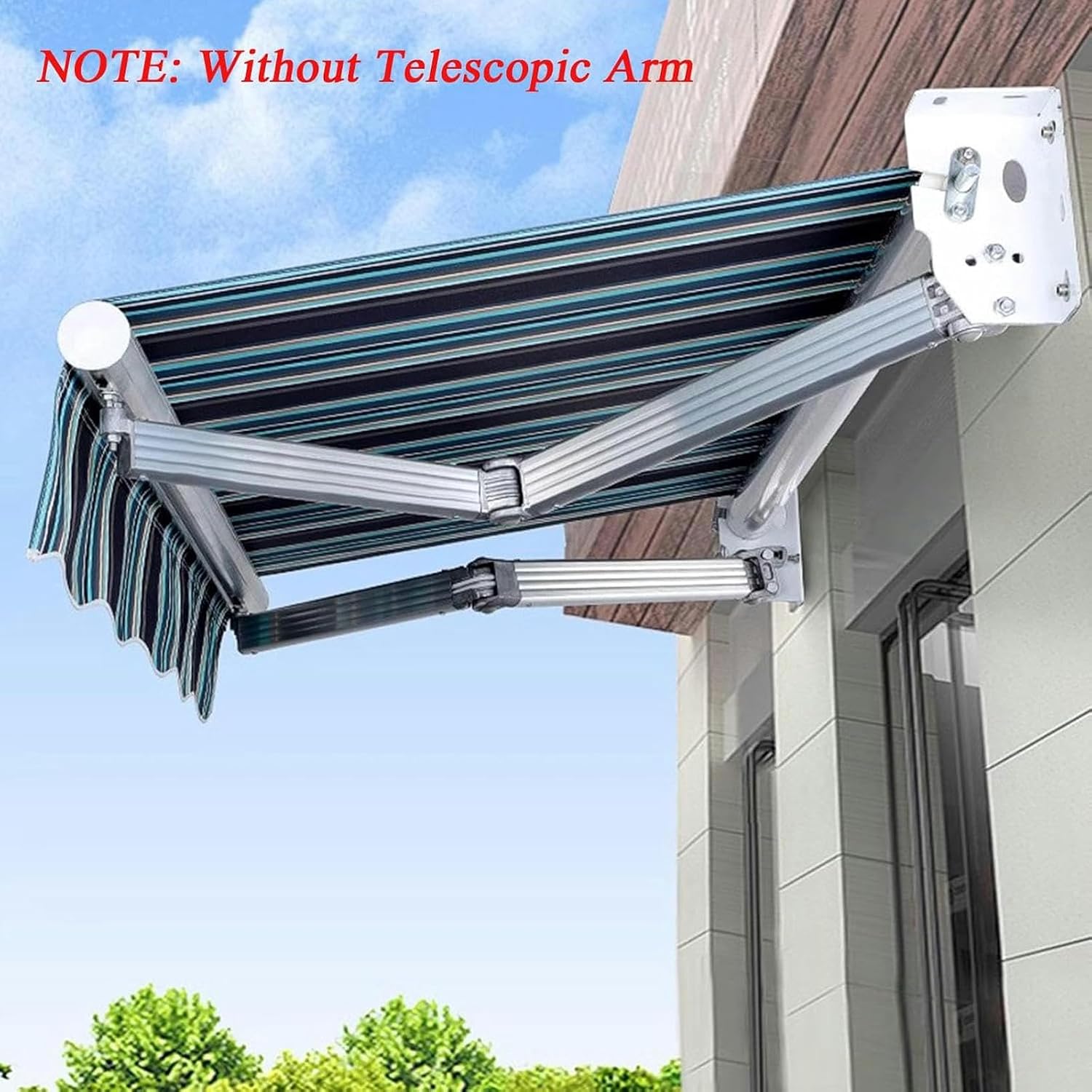 Retractable Patio Awning Top Sunshade Replacement Waterproof Canvas Fabric Outdoor Sun Shade Shelter Cloth 280g 100% Ployester Canopy Cover(Size:12x10ft,Color:Blue Stripe)