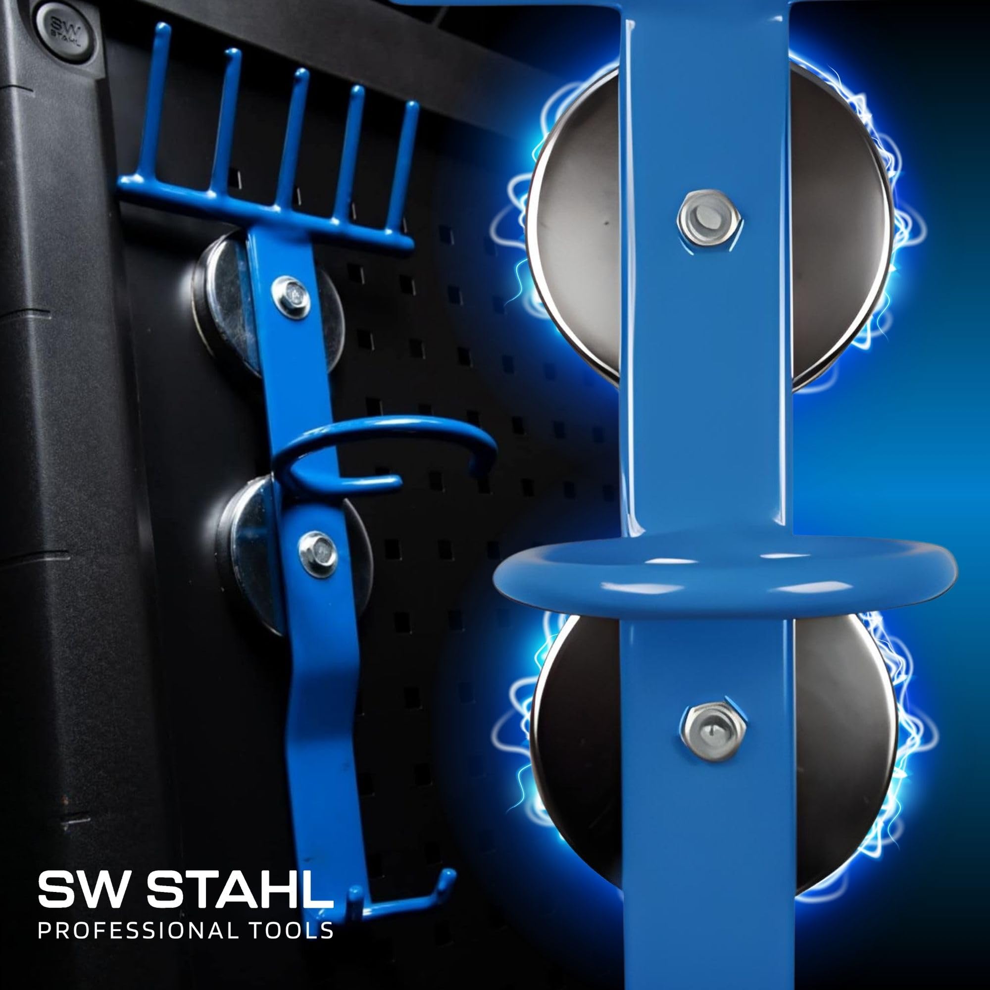 SW-Stahl Magnethalter 07395L für Hebebühnen, Werkzeughalter, 25 kg | Halterung für Schlagschrauber und Drehmomentschlüssel, ideal für Reifenstationen und metallische Oberflächen