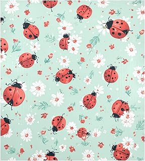 Magnetic Dishwasher Cover Decorative Panel Fridge Washer Wrap Removable Waterproof Easy Clean Trim to Fit 23x26in Green Ladybug Daisy