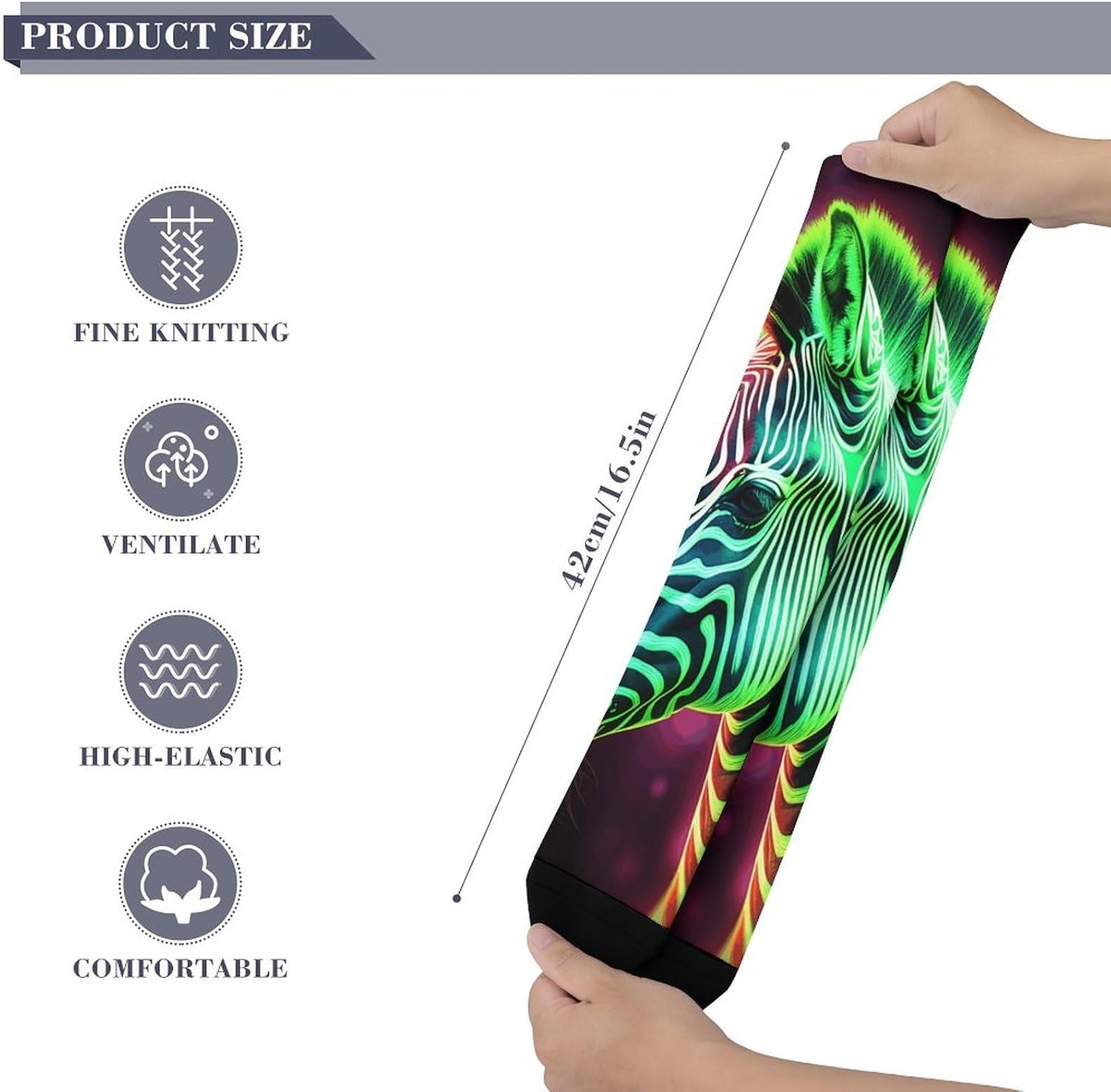 Glowing Zebra Knee High Soccer Socks Moisture Wicking