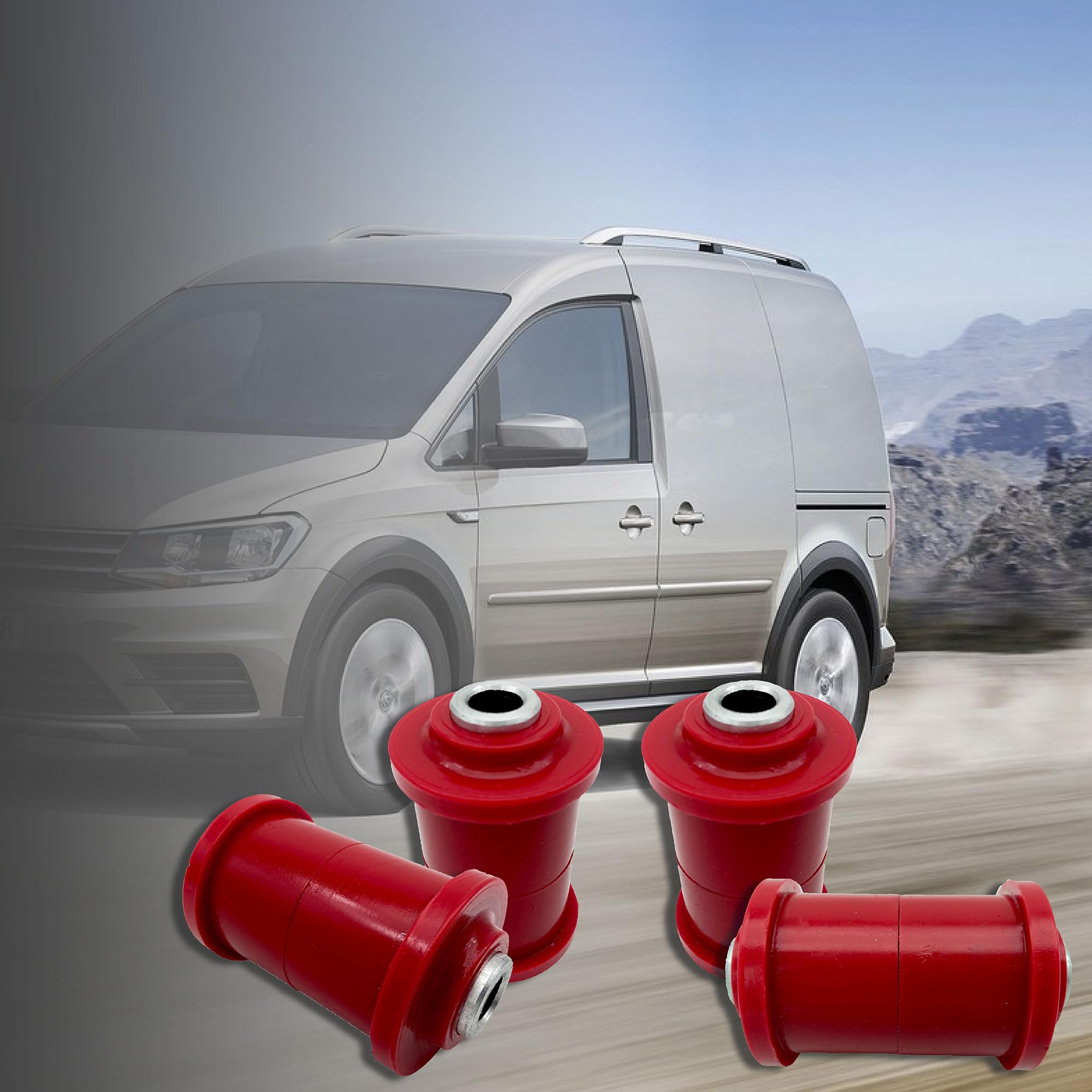 PSB Bushings - zestaw gniazd poliuretanowych do tylnej sprężyny, kompatybilny z VW Caddy 2004-2020