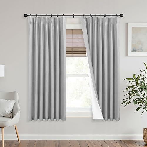 Miniatura 38 de Mrs.Naturall Cortinas Opacas Beige Crema de 96 Pulgadas de Largo Juego de 2 Paneles, 8 Pies 8 Pies Cortinas Plisadas Pinzadas Oscurecedoras de Beige