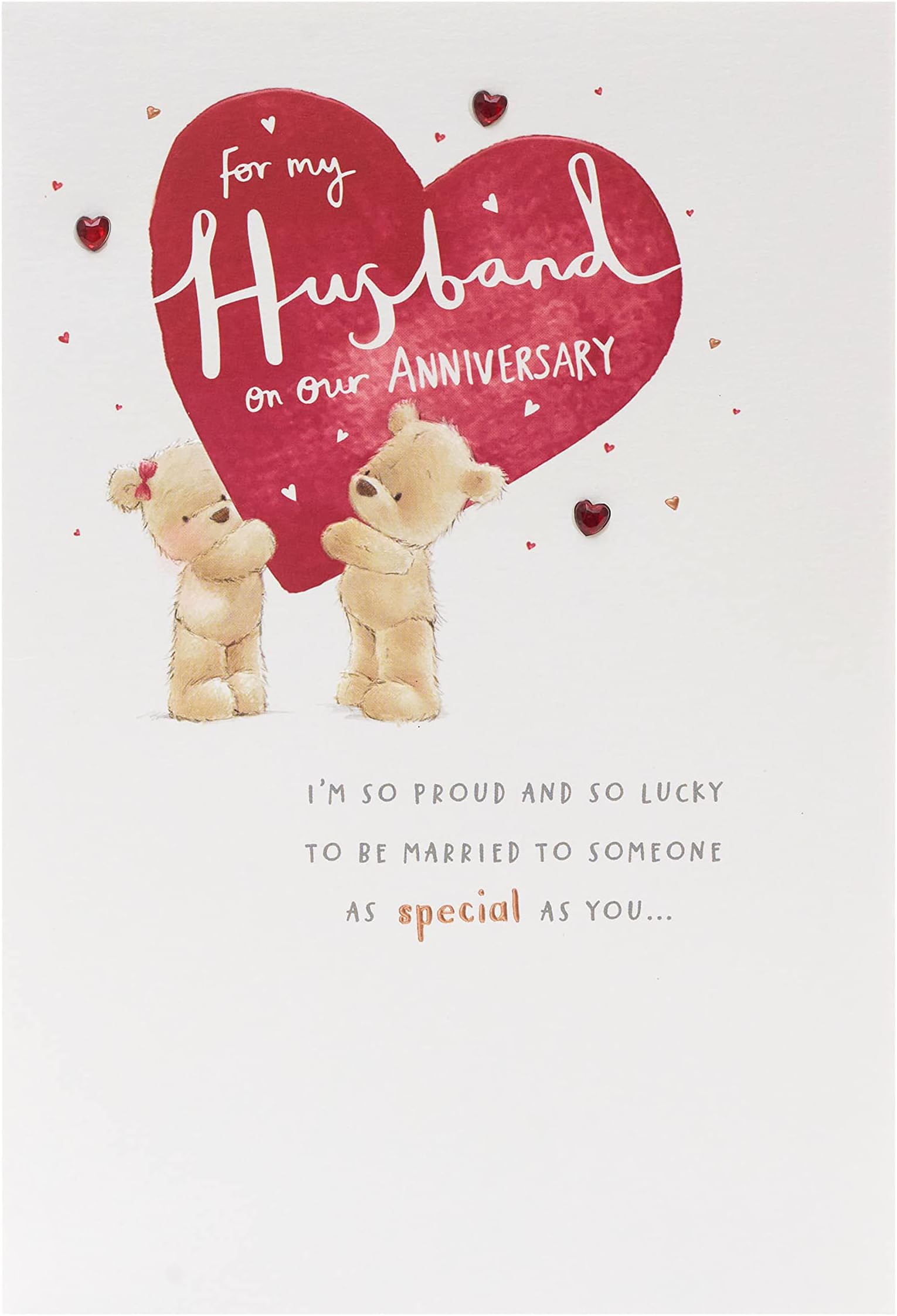 UK Greetings Husband Anniversary Card With Envelope Cute Teddy Bears