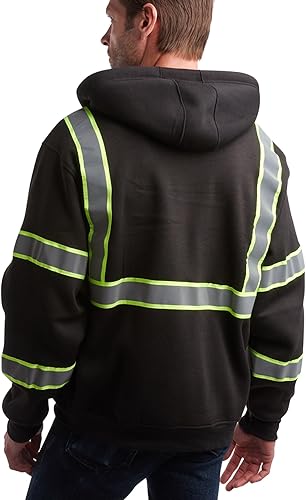 Miniatura 6 de Bass Creek Outfitters Sudadera con capucha y cremallera de forro polar reflectante de alta visibilidad para hombre  Normas de seguridad ANSIISEA