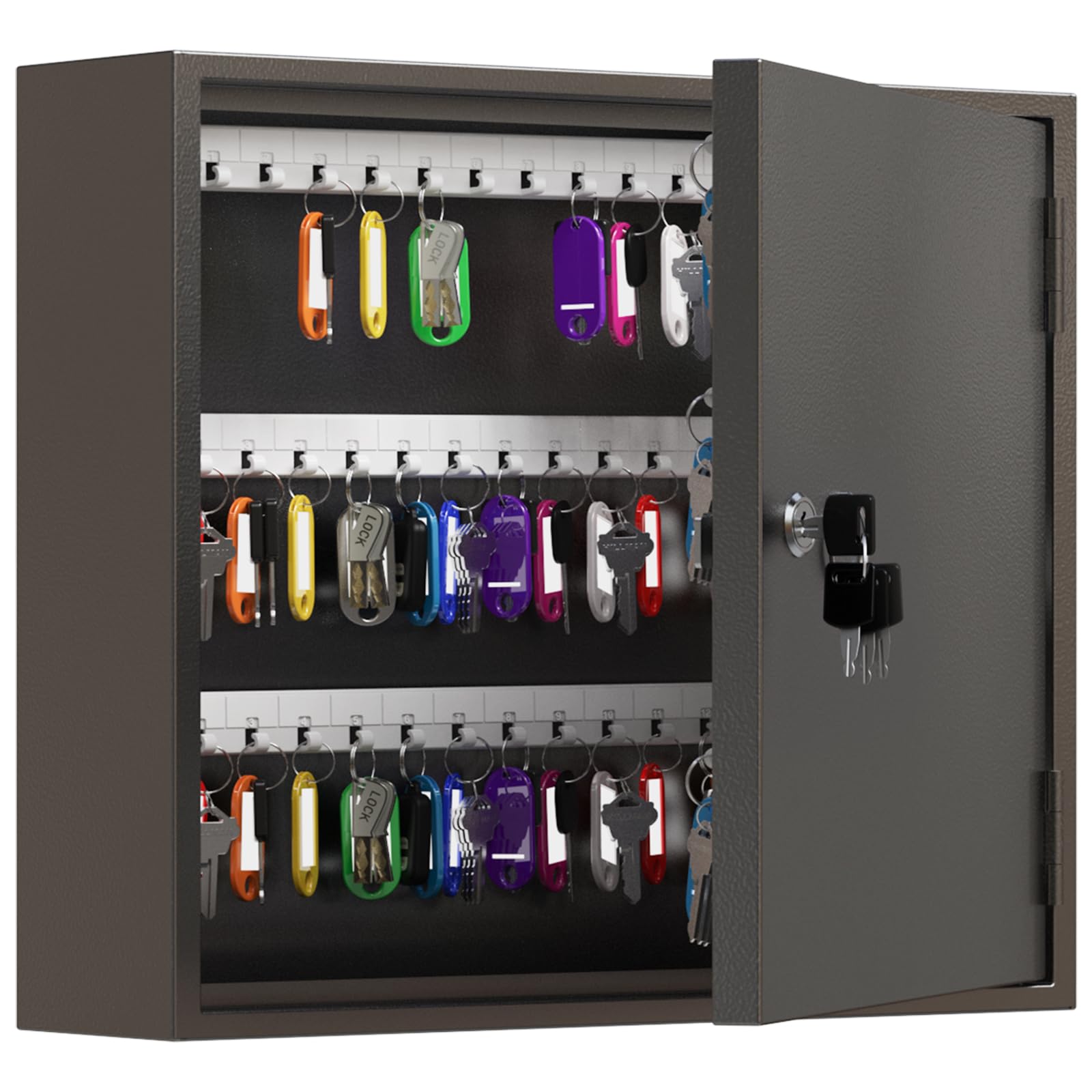 WeHere 90-Keys Key Lock Box, Key Cabinet with Key Tags,Wall Mount Key Box