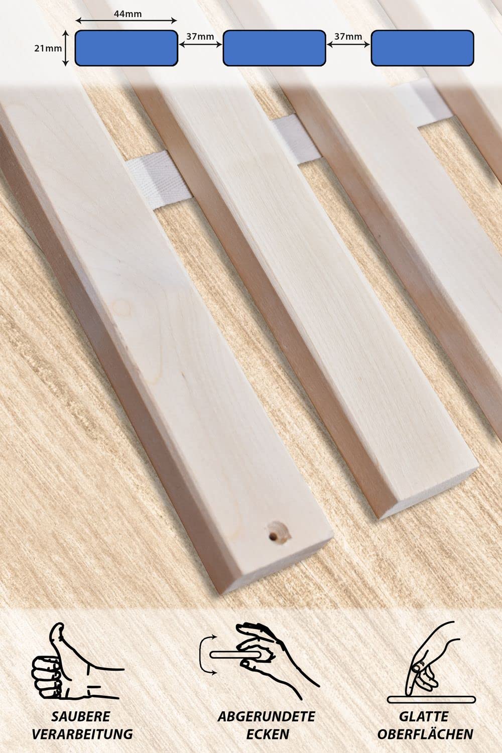 Lattenbodem Premium 90 x 200 160 180 190 210 cm - 41 Latten Weerstand tot 300 kg - Lattenbodem Zonder Onderstel - Extra Sterk Massief Berken FSC Hout Matrasbodem Voor Bedframe Bedbodem Stapelbed