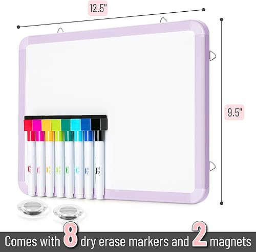 Miniatura 2 de Mr. Pen - Pizarra de borrado en seco, 12.5 x 9.5 pulgadas con 8 marcadores de borrado en seco y 2 imanes de tablero, pizarra blanca de borrado en