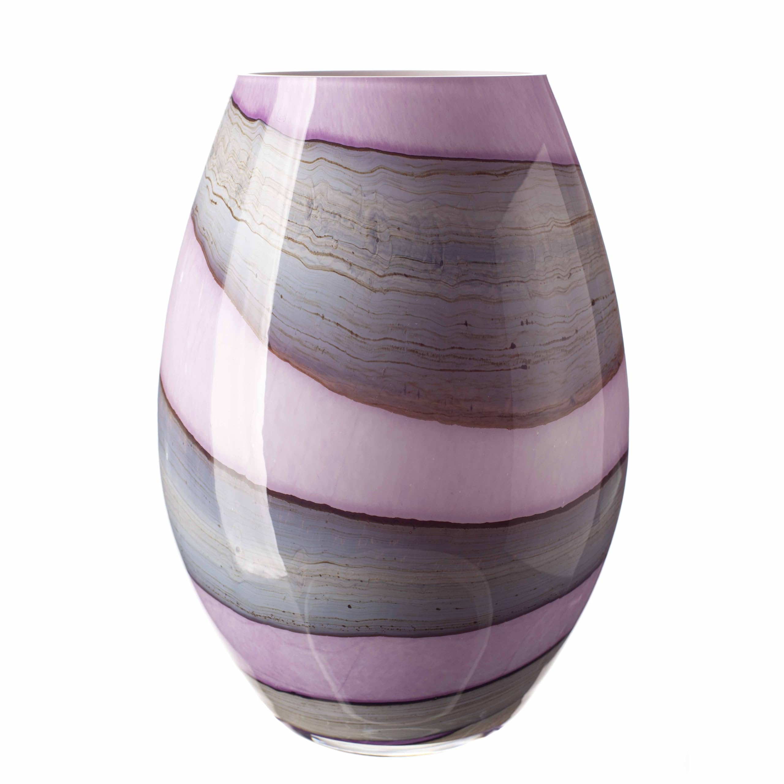Decorative Ovoid Glass Vase in Violet, Beige and Grey (Violet Sands) (H-28cm)