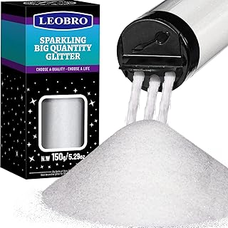 White Fine Glitter, LEOBRO 150G/5.29OZ White Glitter, Glitter, Extra Fine Glitter Powder, Clear Glitter, Craft Glitter for Resin Arts Crafts Tumbler Body, Festival Glitter for Christmas Decor