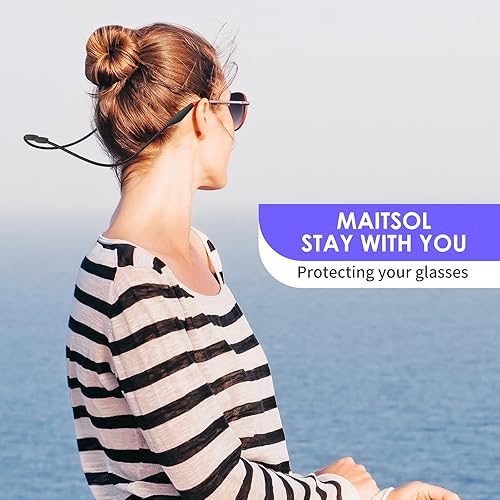 Miniatura 7 de Correa para gafas, 3 correas ajustables para lentes para hombres, mujeres y niños, correa de lentes de sol sin cola, soporte para lentes alrededor