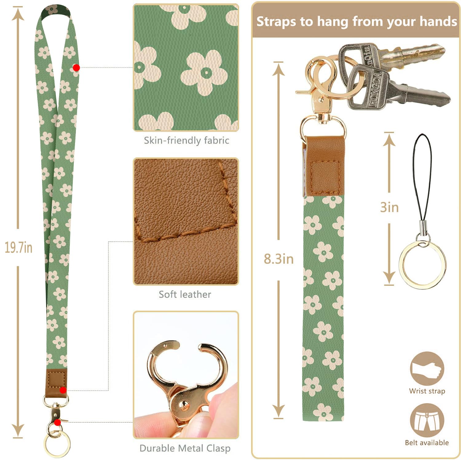 bolimoss Groovy Flower Lanyard with ID Holder for Women Teachers Cute Flower ID Holder with Lanyard - Image 3