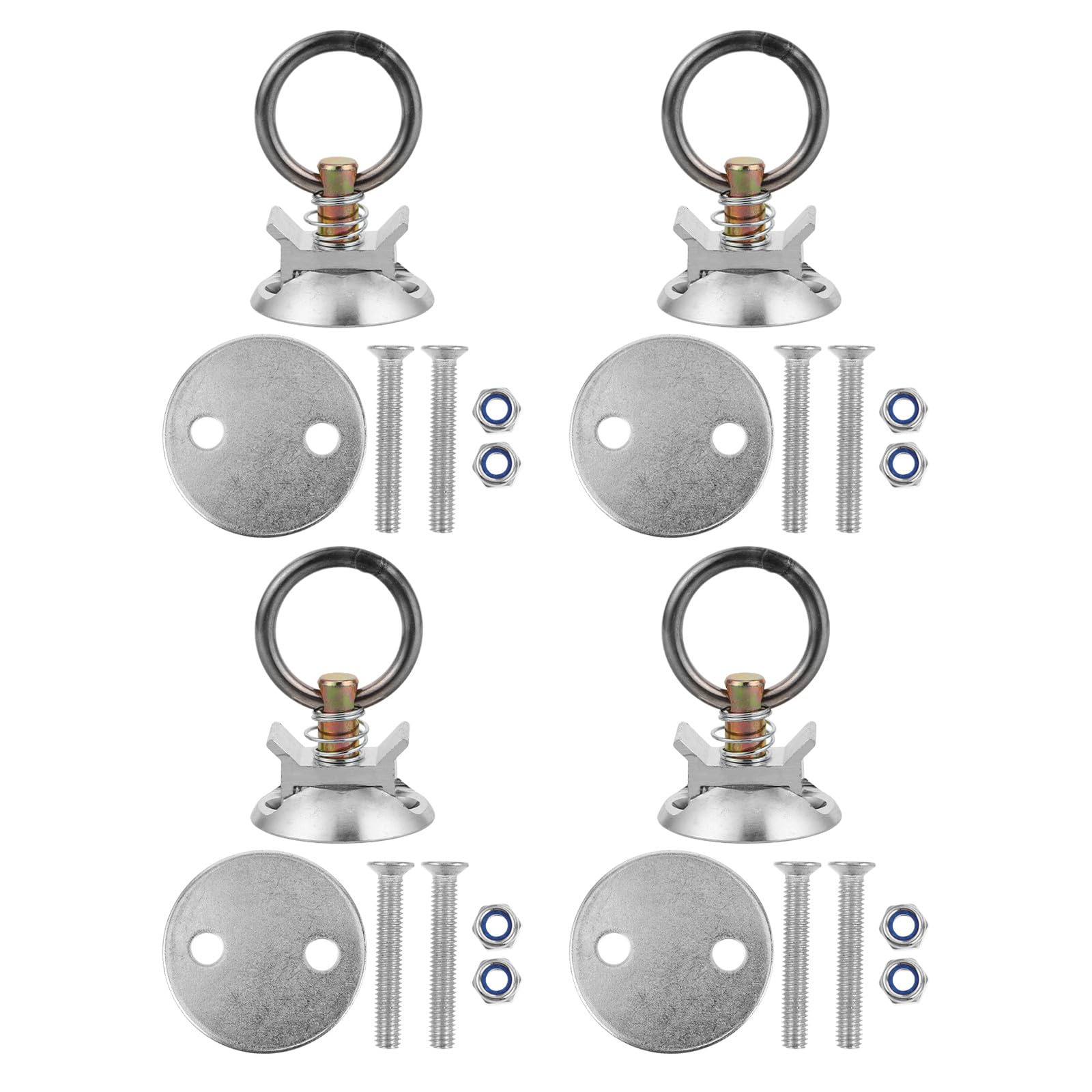 Kit de Punto de Anclaje Redondo de Liberación Rápida para Maletero de Coche, 4 Unidades, Acero Inoxidable y Aluminio, Accesorio de Amarre para Transporte Seguro de Carga, Montaje