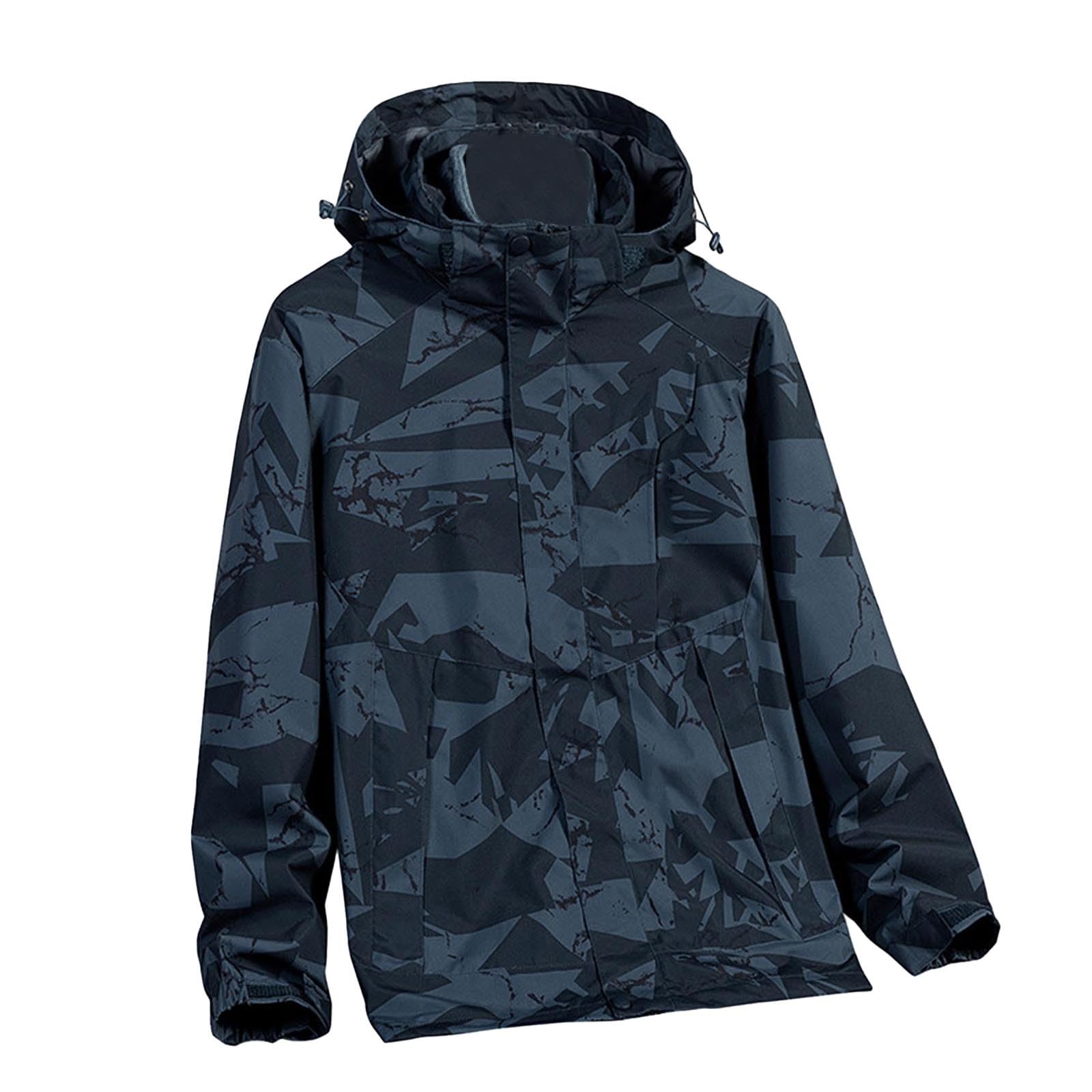 Giacca da mezza stagione, da uomo, 4 pezzi, impermeabile, antivento, giacca funzionale, tinta unita, con cappuccio, leggera, sottile, con cappuccio, giacca da pioggia con cappuccio, giacca da ciclismo