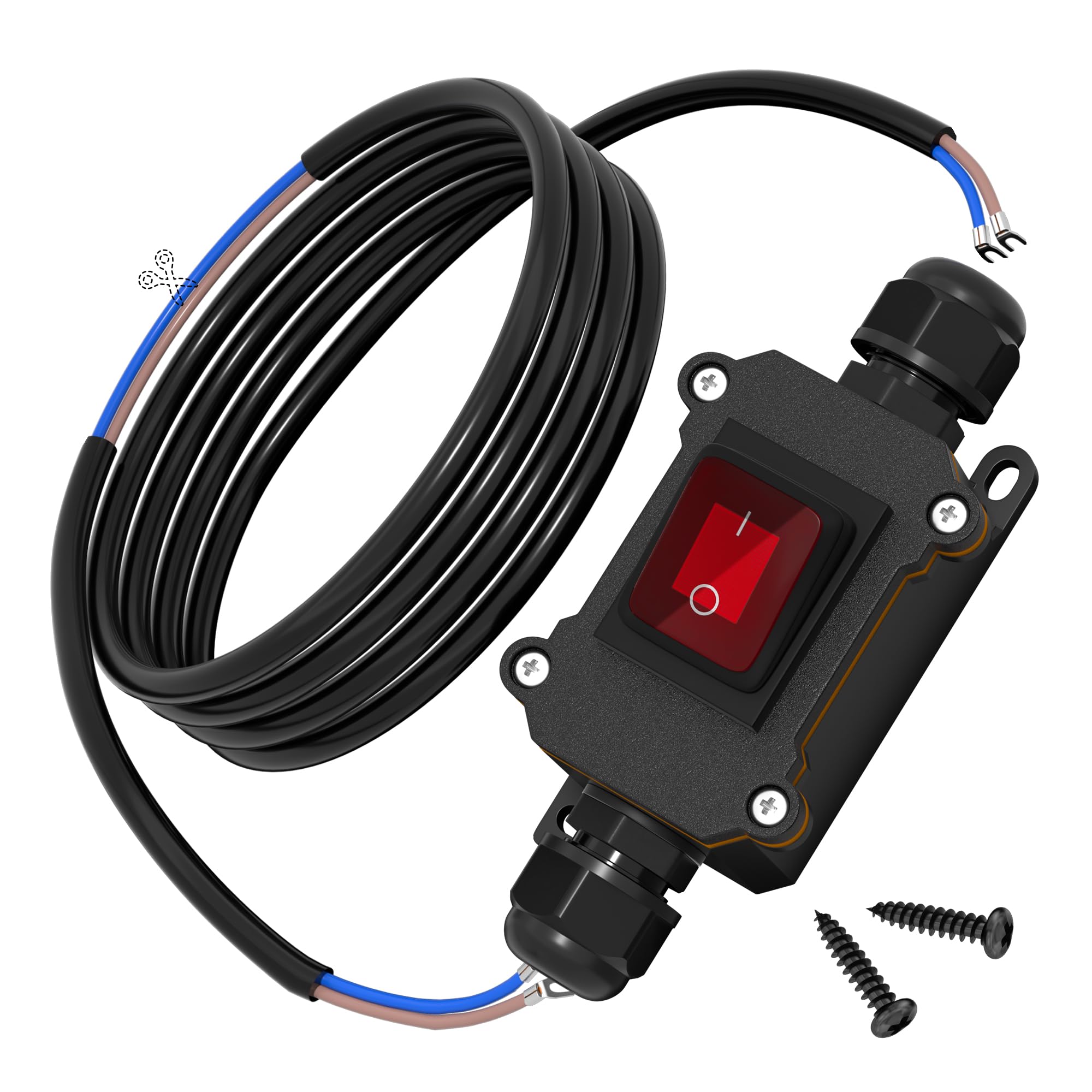 Interruptor de cable de 12V para exteriores en caravanas y barcos con luz led roja 6