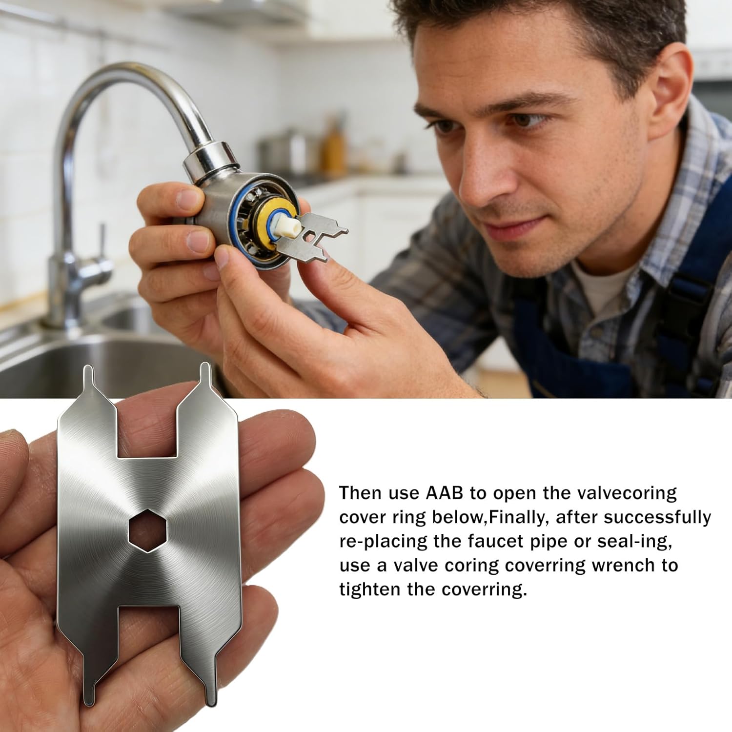 Cartridge Removal Tool,Cartridge Cover Key Cartridge Wrench Universal Smooth Bathroom,Faucet Repair Wrench Set, for 139219 & Multiple BLANCO Series Tap Valve Maintenance,Opening Home Kitchen.