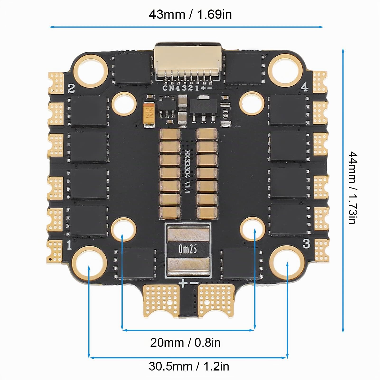 Fyearfly 4-In-1 45A ESC, 45A FPV 2-6S Elektronischer Geschwindigkeitsregler Quadcopter Drohne Motortreiber, Schwarz, Fortgeschrittene, Fernsteuerung, Drohne-ESC, Stromversorgung & Antriebstechnik