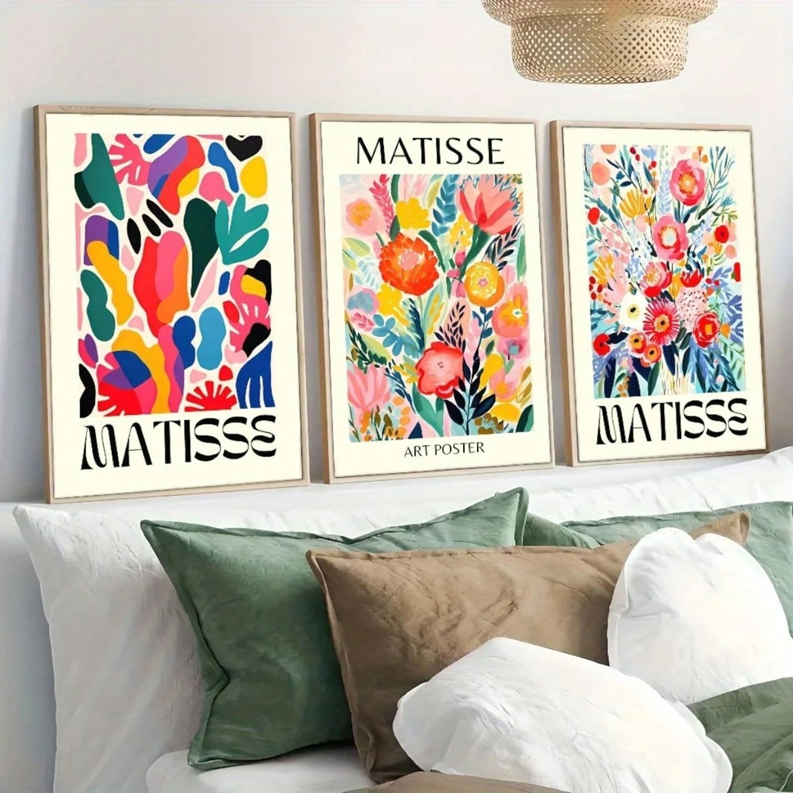 Zbello 1 Set Of 3 Posters, Matisse Colour Flower Art Prints, Modern Abstract Plant And Flower Images, Aesthetic Wall Art For Bedrooms And Living Rooms, Unframed (21X30cm)