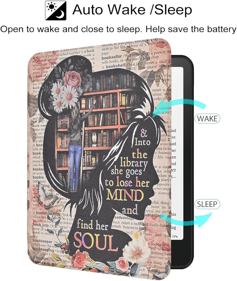 Case for All-New 6" Kindle (11th Generation, 2022/2024 Release), Premium Lightweight PU Leather Protective Cover with Auto Wake/Sleep, Hand Strap Feature, Book Lovers Gifts